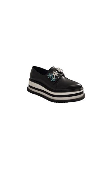 BEADED BLACK MIRROR OXFORD PLATFORM LACE UP