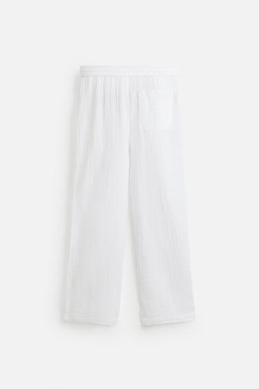 PANTALON EFFET FROISSÉ - Blanc de Zara - Image 7