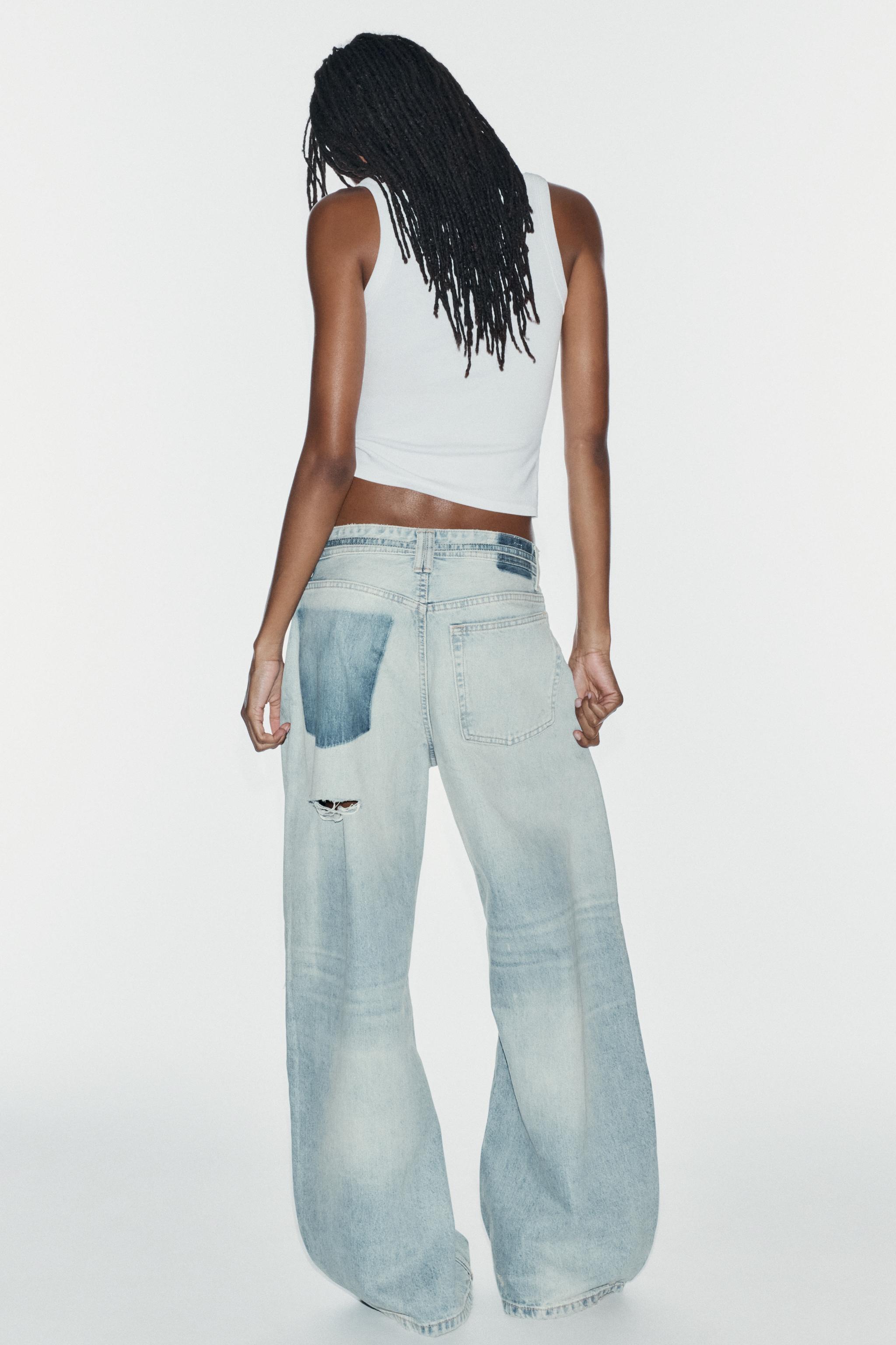 JEAN TRF BAGGY À CEINTURE ET DÉCHIRURES TAILLE MI-HAUTE