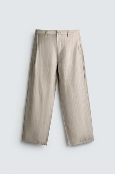FLOWING TROUSERS WITH SIDE PLEATS - Grey / Tan by Zara