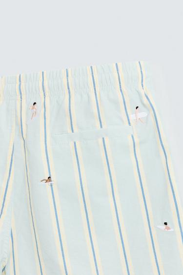 EMBROIDERED MID-LENGTH SWIMMING TRUNKS - Light blue by Zara - Image 8
