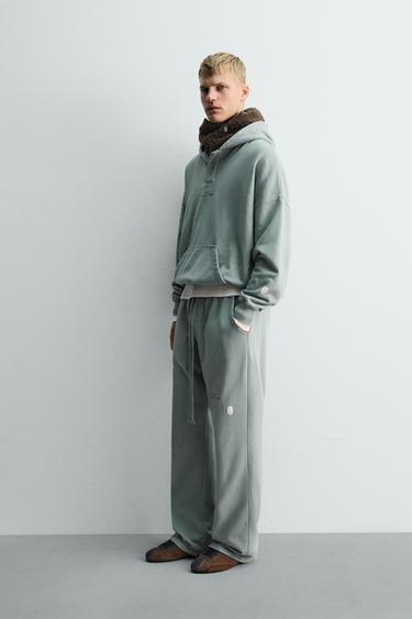WIDE-LEG JOGGING TROUSERS X SR_A - Turquoise by Zara - Image 3