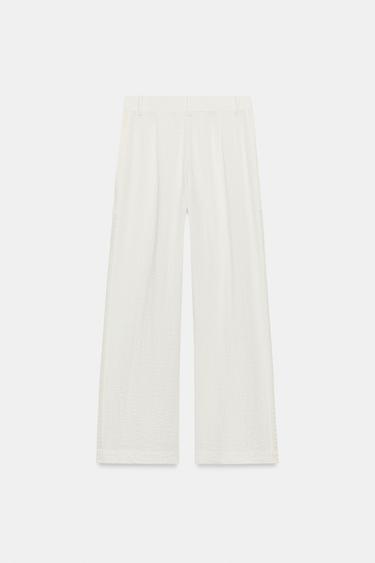 PANTALON À ENTRE-DEUX LATÉRAUX - Écru de Zara - Image 6