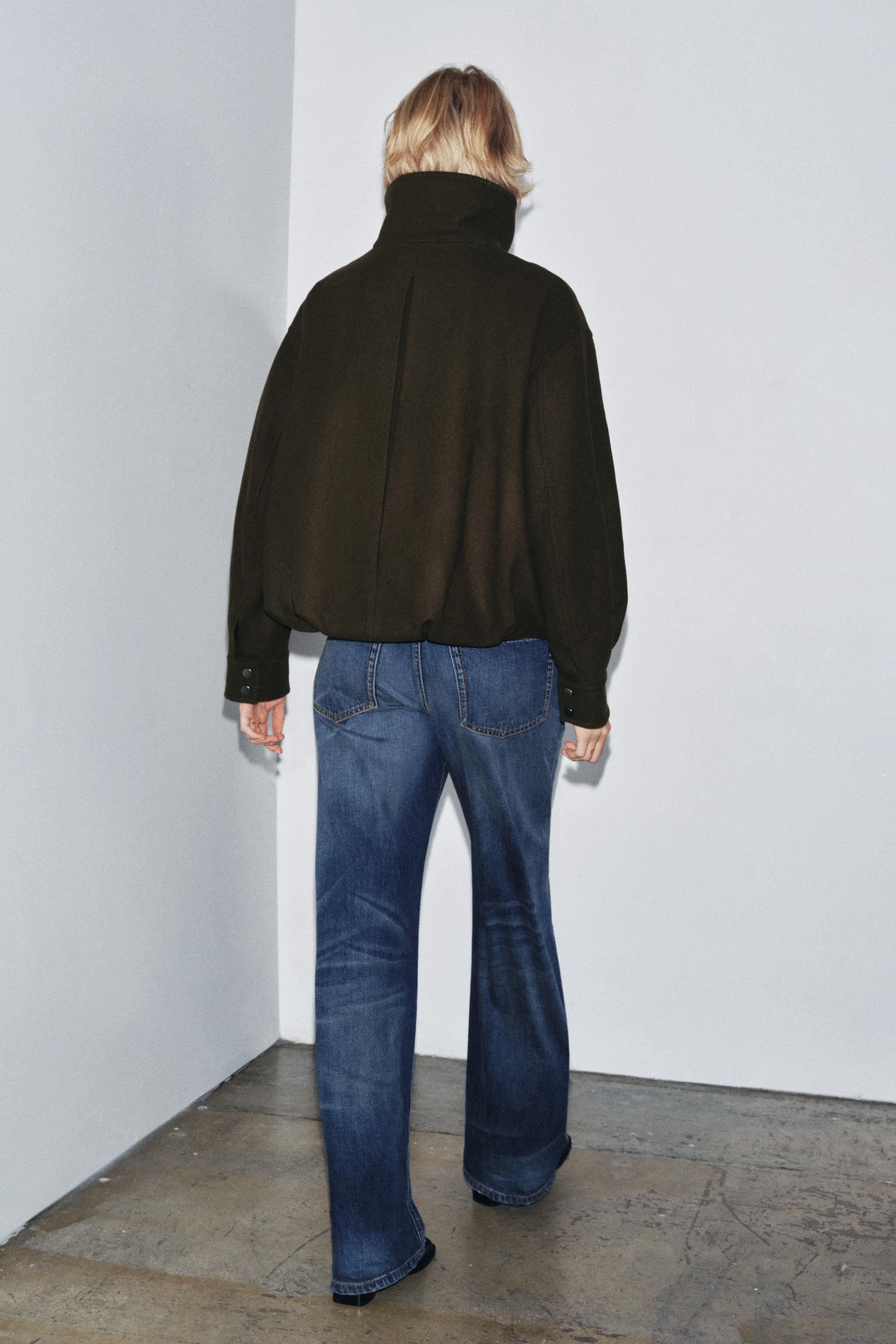 ZW COLLECTION ウール ミニマル ボンバージャケット - カーキ | ZARA