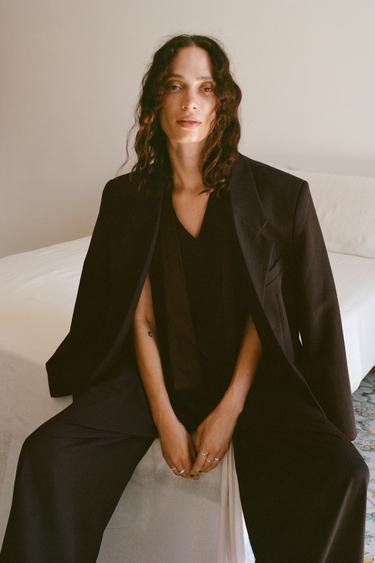 BLAZER OVERSIZED COM RISCA DE GIZ - Marrom da Zara - Imagem 0