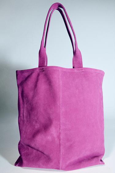 BOLSO SHOPPER PIEL - Morado de Zara
