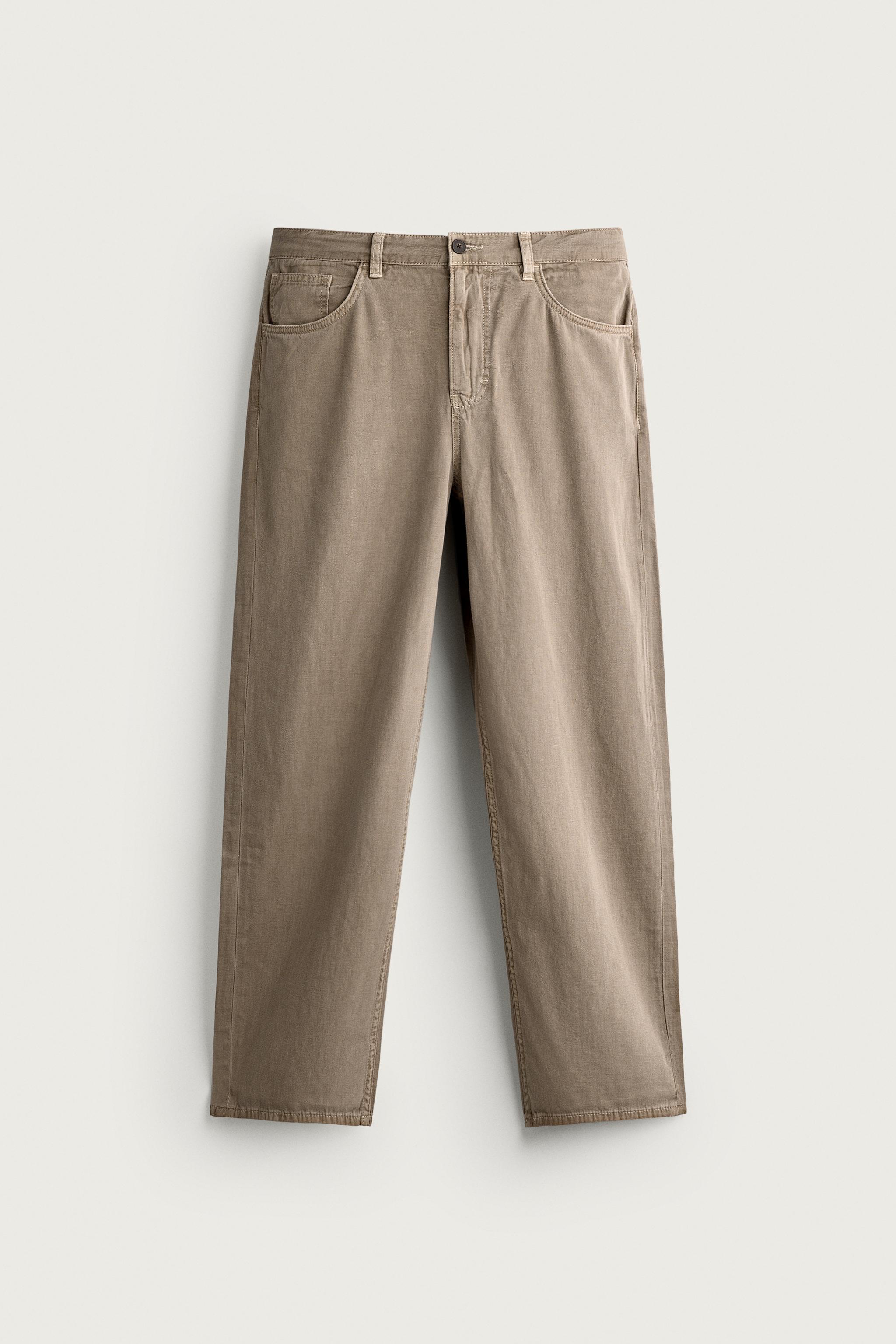 STRAIGHT FIT JEANS — Light brown