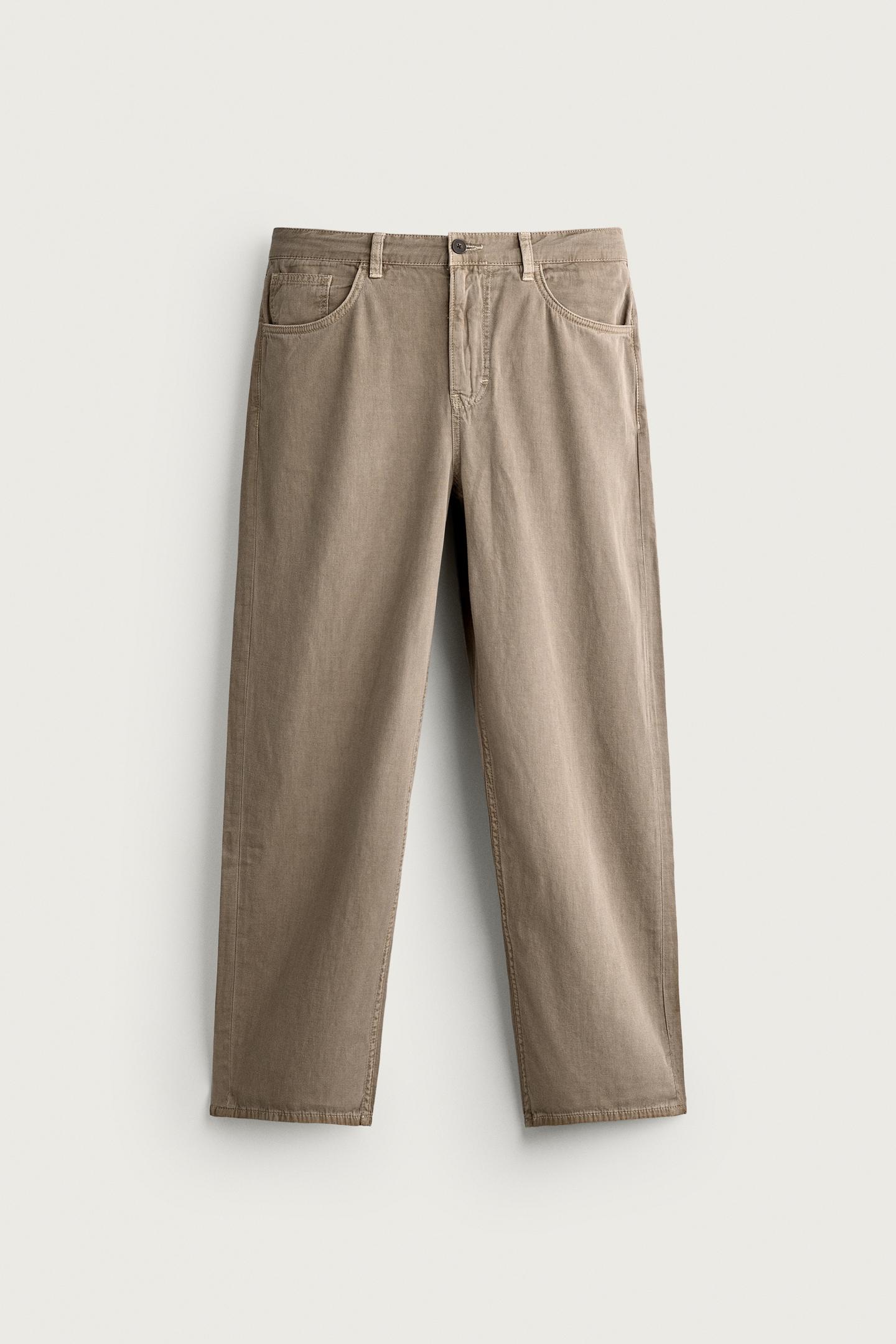 Мужские джинсы Zara Straight Fit, цвет: Светлый коричневый — фото 7