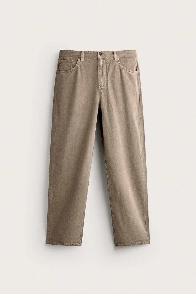 STRAIGHT FIT JEANS — Light brown