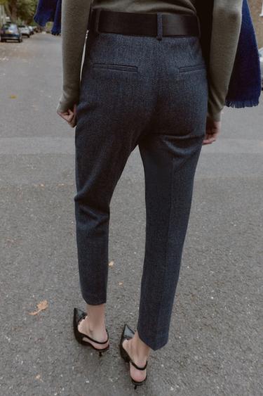 PANTALON CHEVRON AVEC CEINTURE - Bleu marine de Zara - Image 1