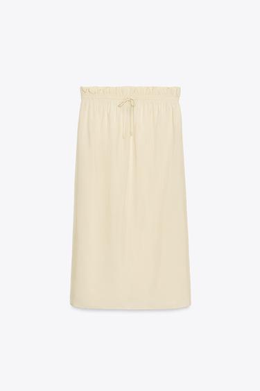JUPE MIDI CORDONS ZW COLLECTION - Beige clair de Zara - Image 5