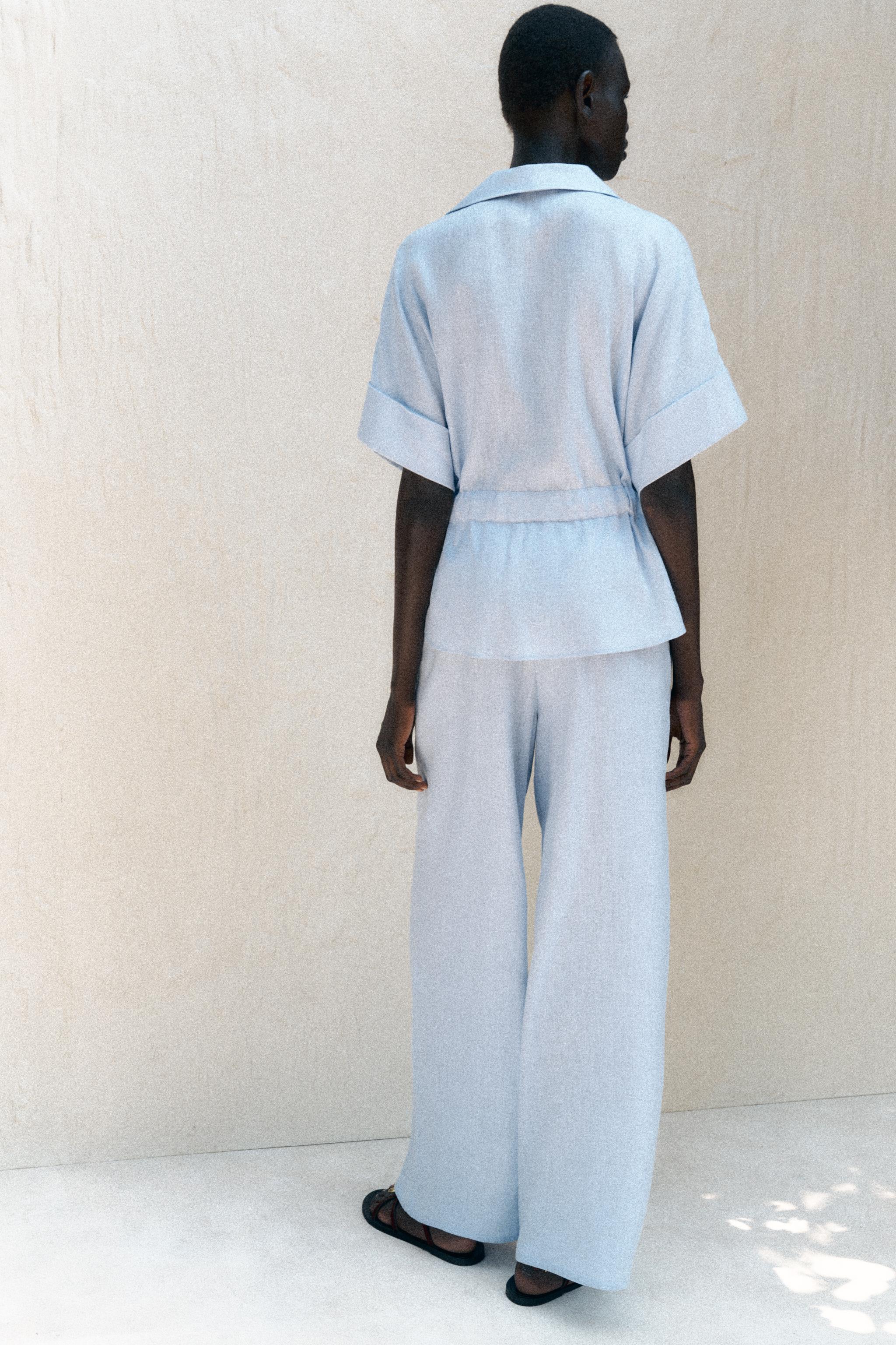 PANTALON LARGE AVEC LIN