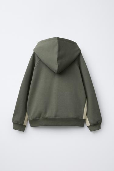 ENSEMBLE SWEAT À CAPUCHE ET PANTALON JOG AVEC BANDES - Kaki de Zara - Image 2