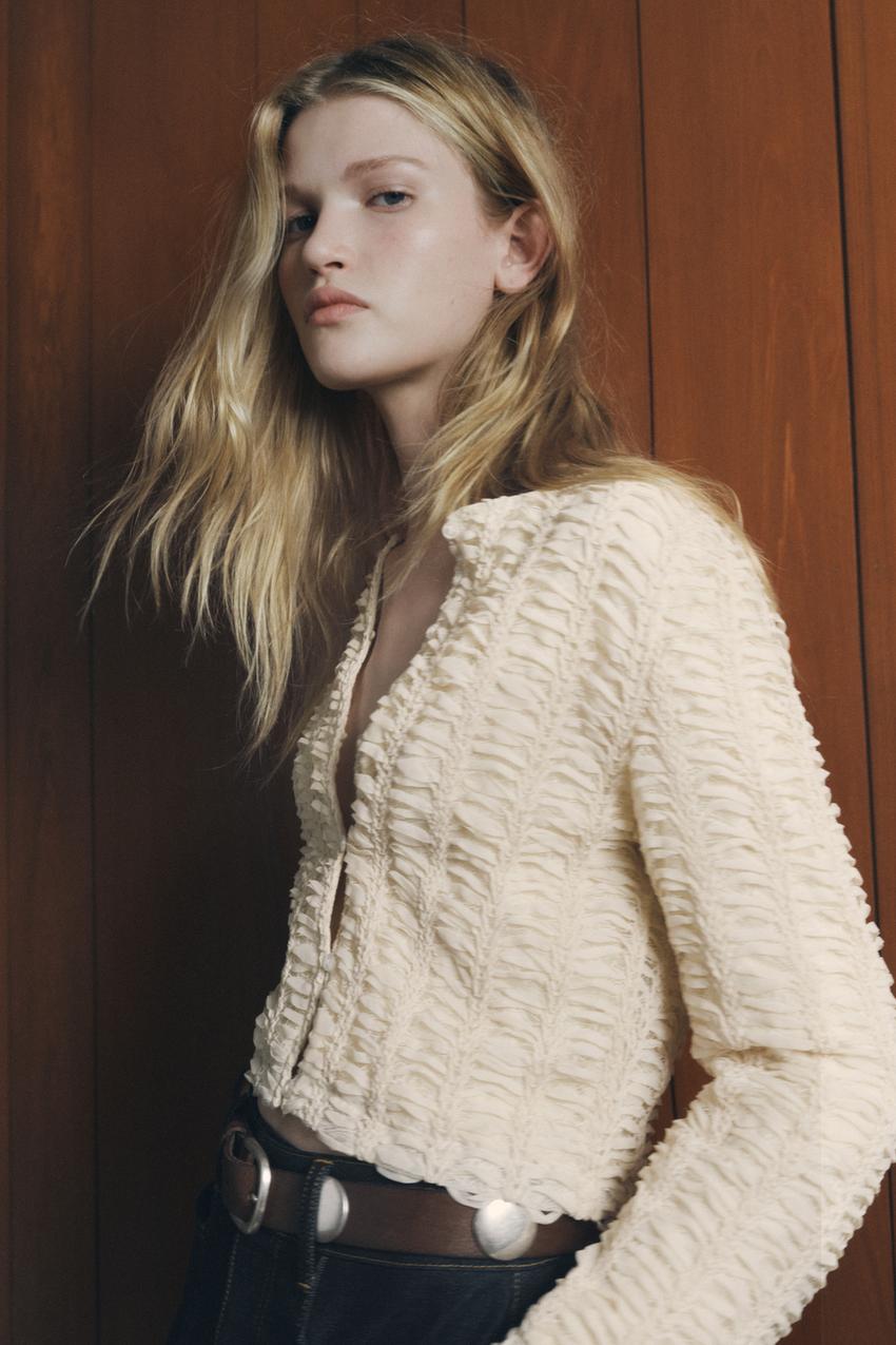 ZARA テクスチャーニットカーディガン 