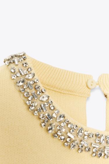 TOP EN MAILLE BIJOUX - Jaune clair de Zara - Image 6