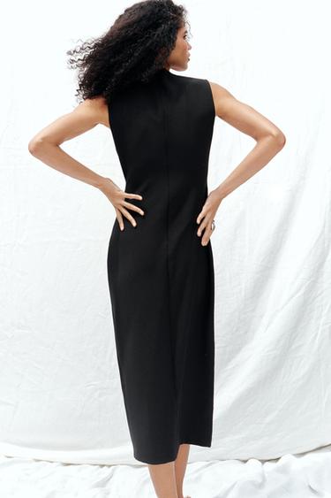ROBE MIDI EN CRÊPE AVEC CEINTURE - Noir de Zara - Image 4