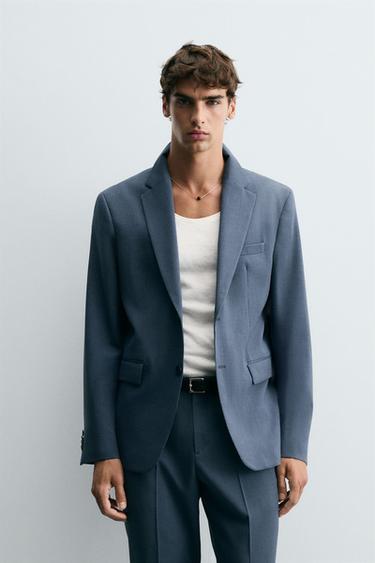 BLAZER DE TERNO COM LÃ - Azul / Aço da Zara