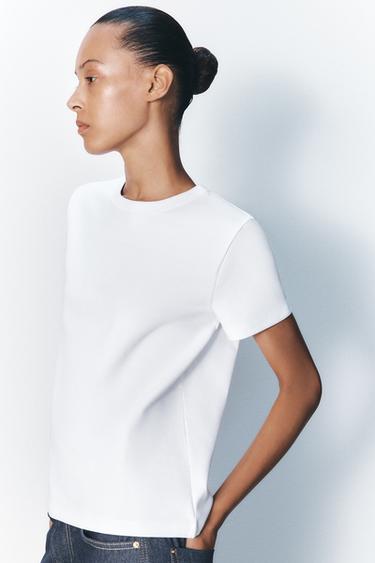 CAMISETA DE ALGODÃO COM LAVAGEM - Branco da Zara