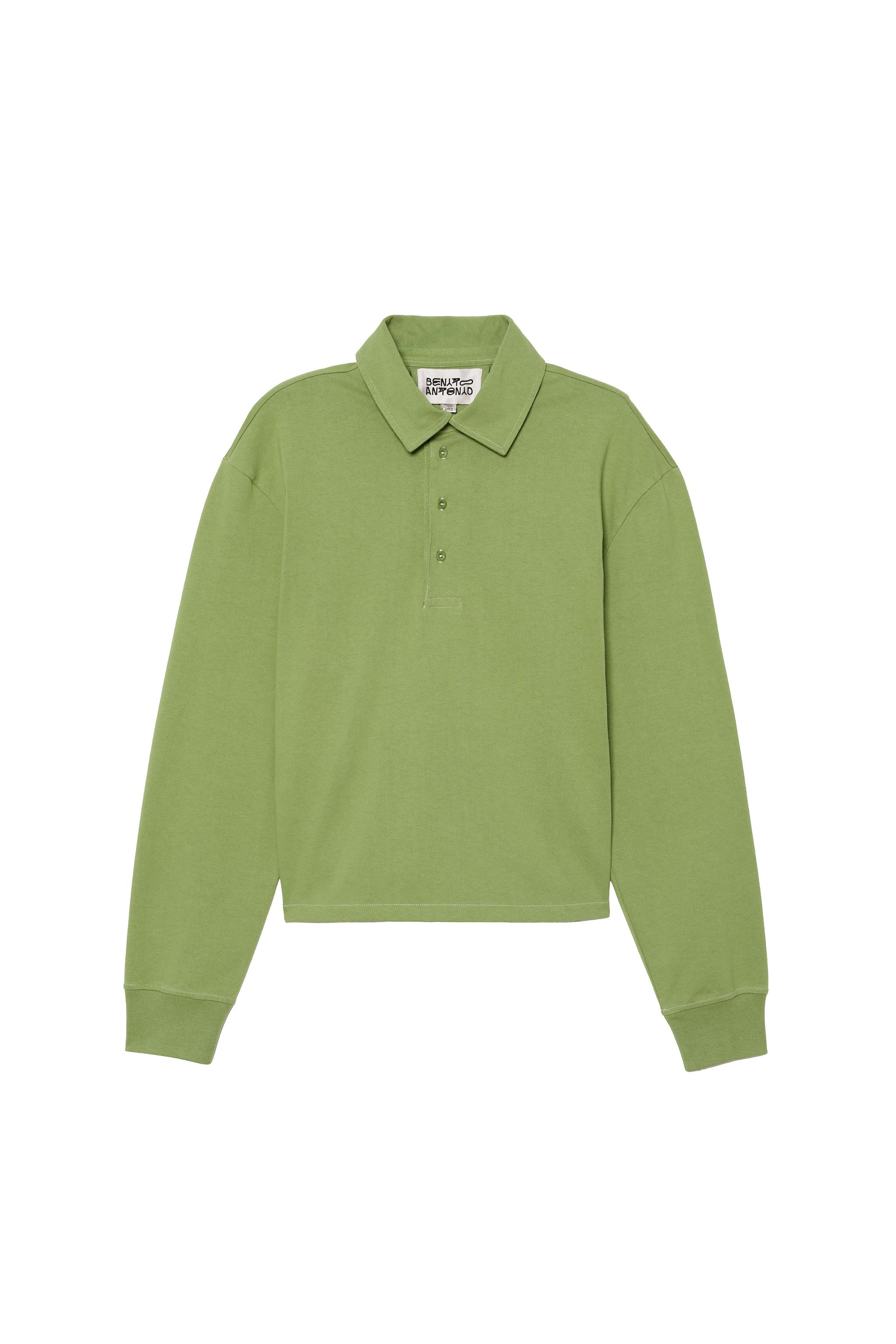 CROPPED FIT COTTON POLO SHIRT — Lime green