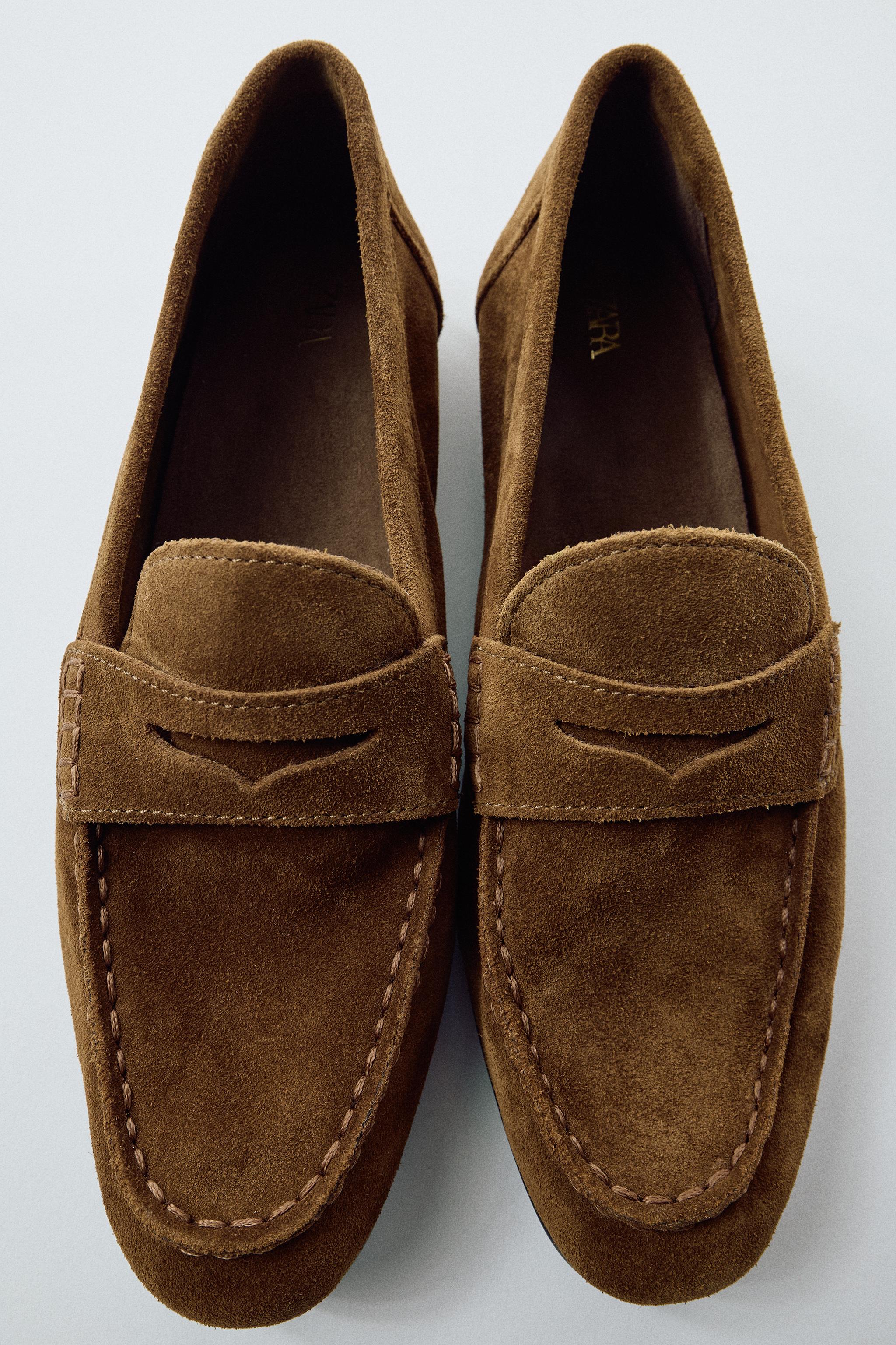 FLAT SPLIT SUEDE LOAFERS