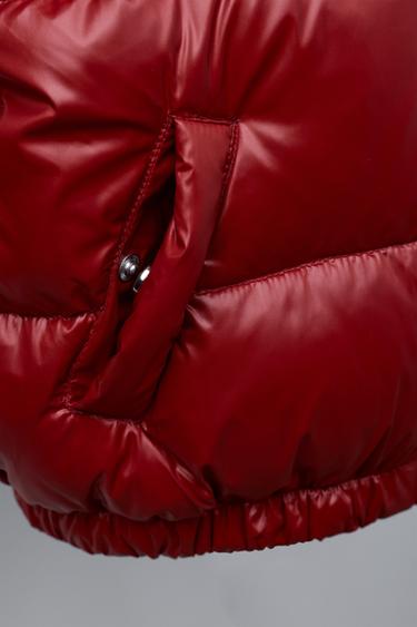 WATER-REPELLENT AND WINDPROOF 50% FEATHER AND 50% DOWN PUFFER JACKET WITH HOODIE - Dark red by Zara - Image 6