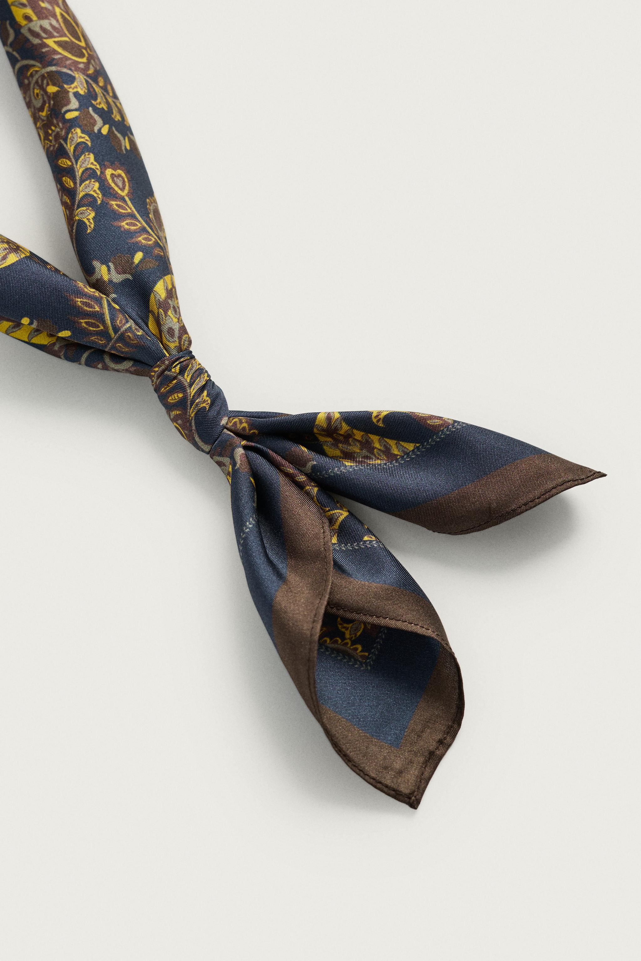 Мужские аксессуары Zara 100% SILK PAISLEY BANDANA — фото 4