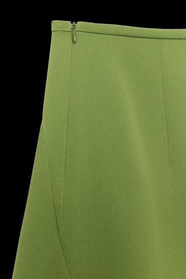 Zara ZW COLLECTION ASYMMETRIC HEM MINI SKIRT - Green