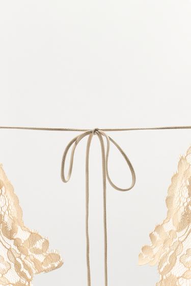 ROBE MI-LONGUE PLISSÉE ET DENTELLE - Beige chiné de Zara - Image 7