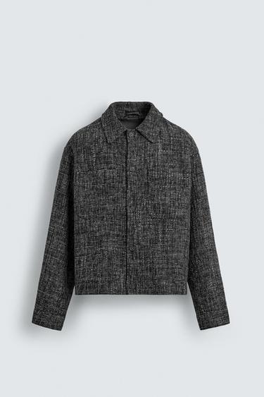 TEXTURED OVERSHIRT WITH POCKETS - charcoal grey by Zara