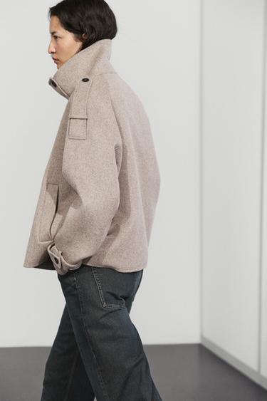 Cropped button detail trench coat — Brown 1