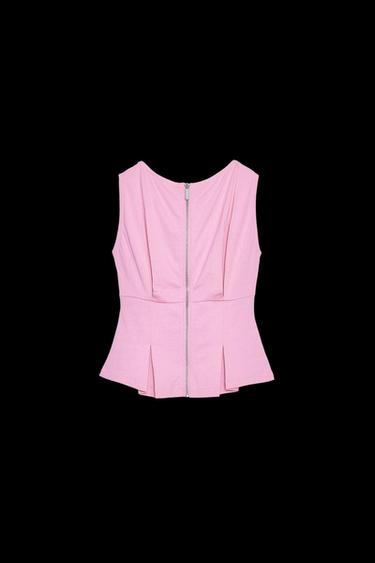 PLEATED ZIP T-SHIRT - Pink by Zara