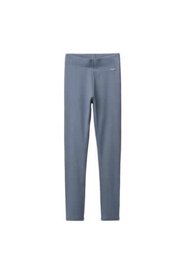 Zara RIBBED LEGGINGS WITH MODAL LABEL - Blue