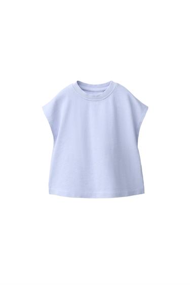 تيشرت سادة بملصق - أزرق / لافندر الخاص بـ Zara