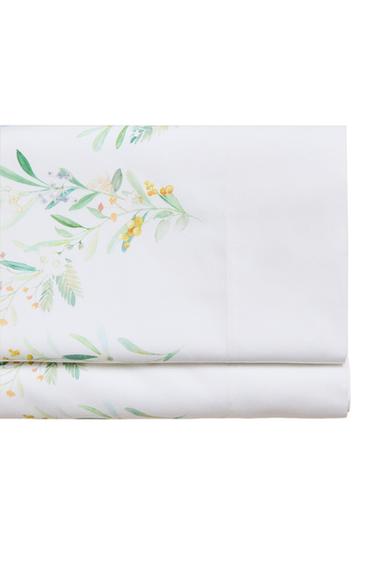 LENZUOLA DI SOPRA IN SATIN FOGLIE E FIORI - Bianco sporco di Zara