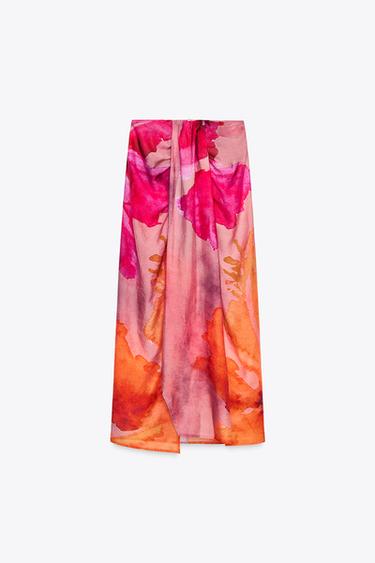 PARÉO IMPRIMÉ FLEURS NŒUD - Fuchsia de Zara - Image 1