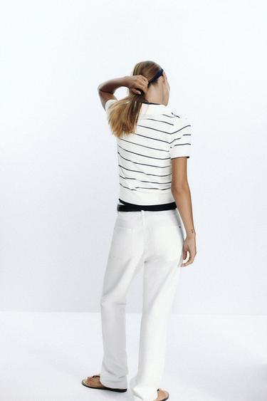 SHORT SLEEVE KNIT POLO JUMPER - striped by Zara - Image 5