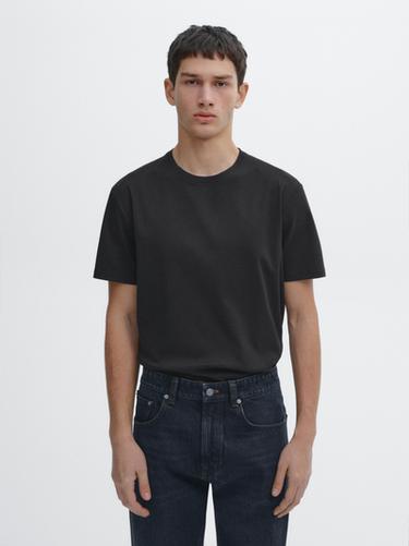 Fitted 100% mercerised cotton T-shirt — Black 2