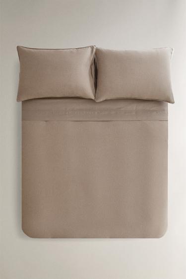 WASHED LINEN DUVET COVER (140 GxM²) - Brown by Zara