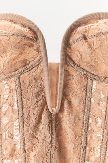 LACE CORSET WITH NECKLINE - Pale pink by Zara - Image 6