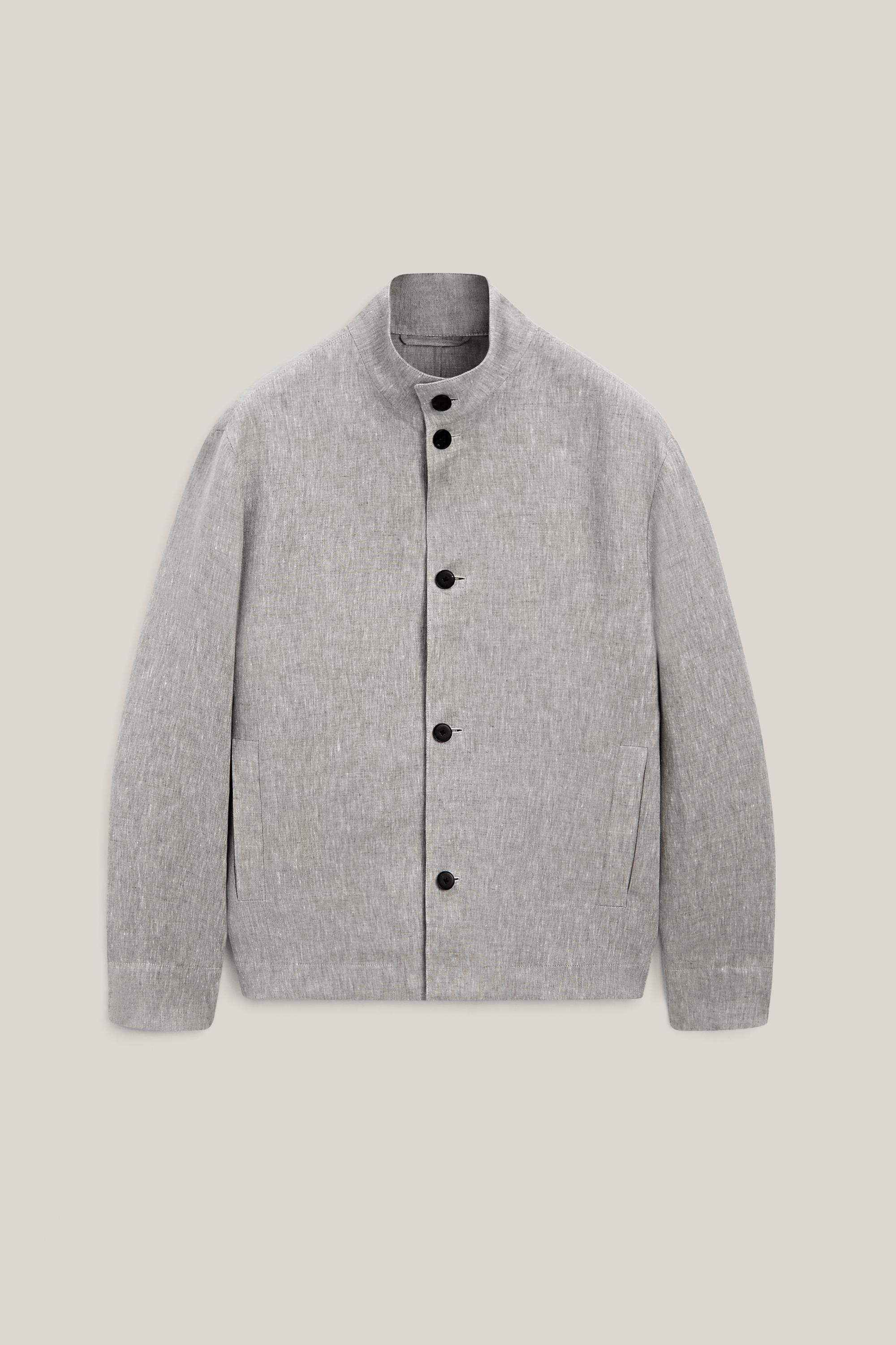 Total look linen bomber jacket - LIMITED EDITION — Pearl gray