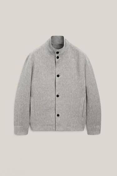 Zara Total look linen bomber jacket - LIMITED EDITION - Pearl gray