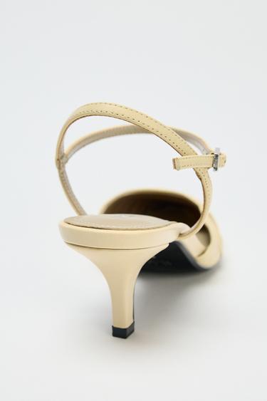 GATHERED LEATHER HEELS - Light yellow by Zara - Image 4