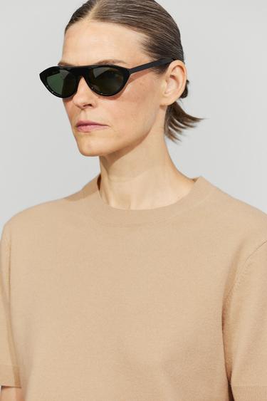 Short sleeve wool blend knit sweater — Dark mink 1