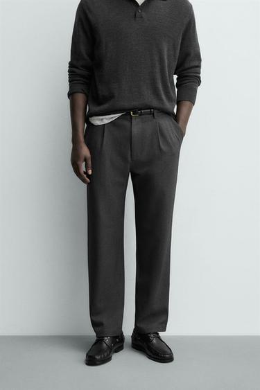 COMFORT STRAIGHT-LEG TROUSERS - Grey by Zara