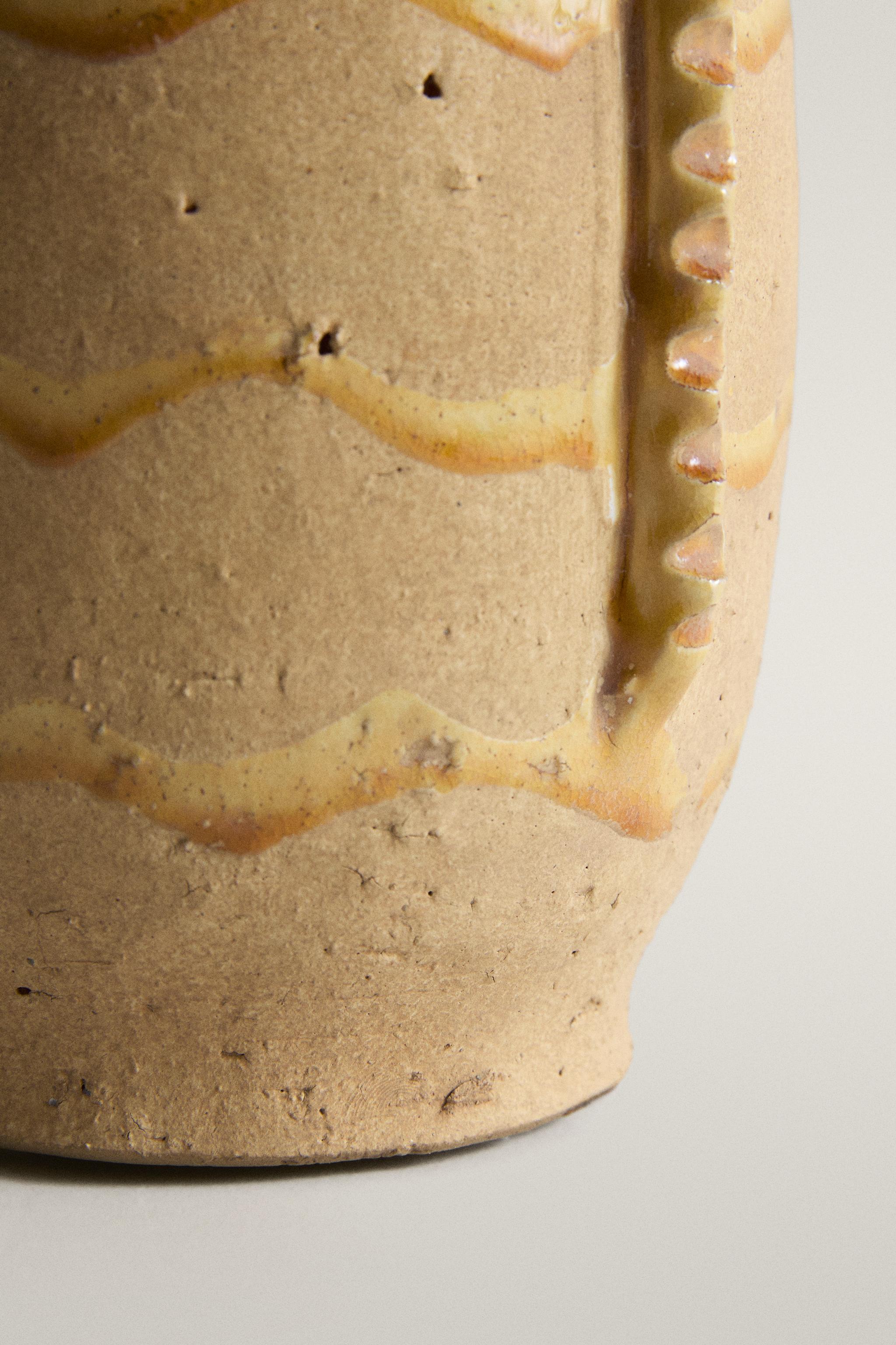 DECORATIVE TERRACOTTA VASE WITH HANDLES