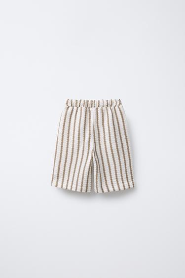 TEXTURED STRIPE BERMUDA SHORTS - Ecru / Beige by Zara - Image 1