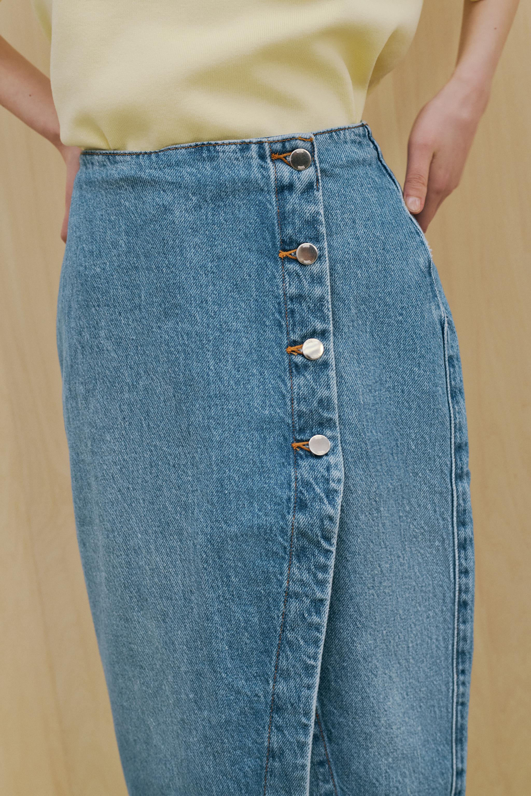 【ZARA】Z1975 クロスオーバー デニム ミディスカート Z1975 クロスオーバー デニム ミディスカート - ミディアム