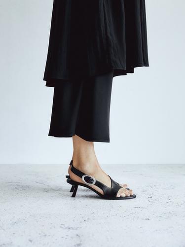 Zara High-heel sandals with buckle - Black - Image 0