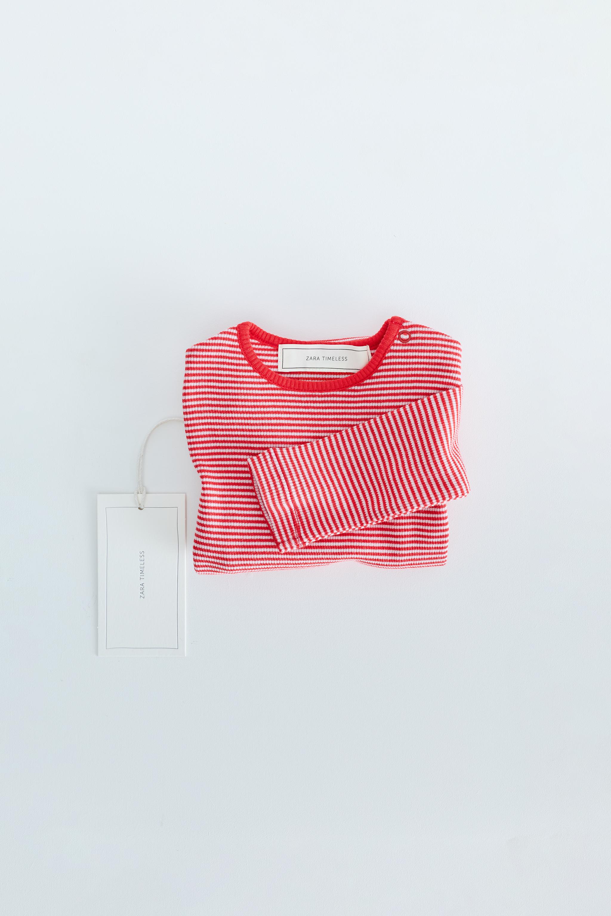 ZARA TIMELESS - CONTRAST TRIM STRIPED BODYSUIT — Red