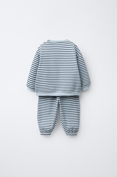 ENSEMBLE SWEAT-SHIRT ET PANTALON JOGGER À RAYURES - Bleu moyen de Zara - Image 1